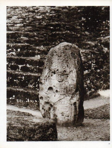 LAMINA V18273: Estela 4 de Tikal en la base de la Acropolis