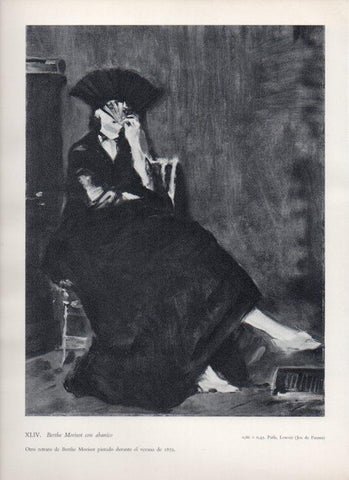 LAMINA V18244: Berthe Morisot con abanico por Manet