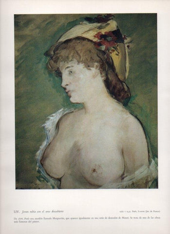 LAMINA V18249: Joven rubia con el seno descubierto por Manet