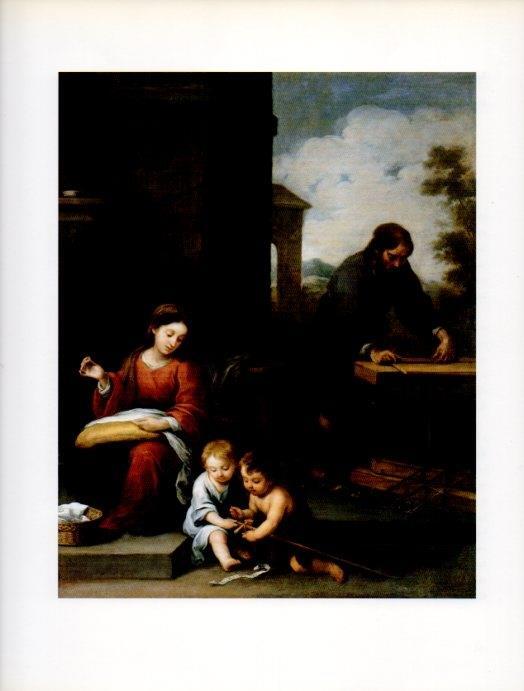 LAMINA V18216: la Sagrada Familia con San Juanito por Murillo