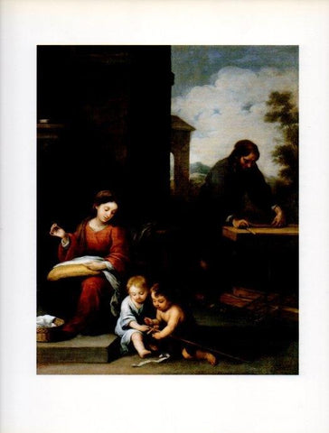 LAMINA V18216: la Sagrada Familia con San Juanito por Murillo