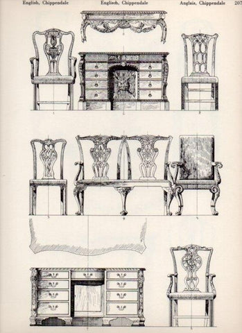 LAMINA V19555: Style Manuals: English, Chippendale Art. Sheet 2
