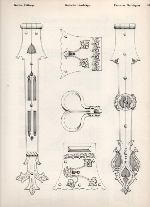 LAMINA V19477: Style Manuals: Gothic Fittings Art. Sheet 1