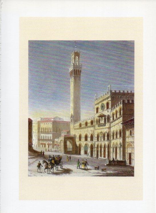 LAMINA V19973: Siena Plaza del Duomo grabado por W.P. Skeldon siglo XIX