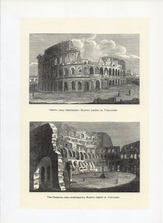 LAMINA V19964: Roma 5 grabados por G. Antonelli siglo XIX