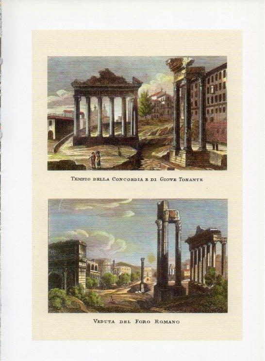 LAMINA V19962: Roma 3 grabados por G. Antonelli siglo XIX