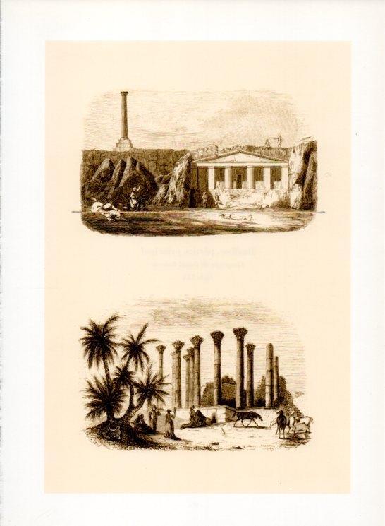 LAMINA V20002: Tumba de Urque y Templo de Djerash grabados por Breton