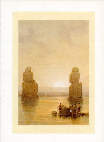 LAMINA V19988: Tebas estatuas de Mennon litografia de D. Roberts siglo XIX