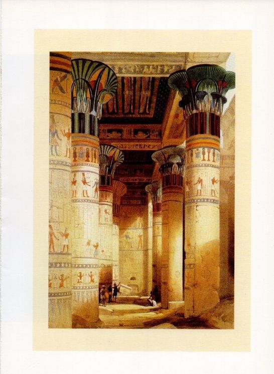 LAMINA V19986: Gran Portico de File litografia de D. Roberts siglo XIX