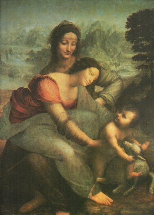LAMINA V20419: Santa Ana la Virgen y el Niño con el cordero por da Vinci
