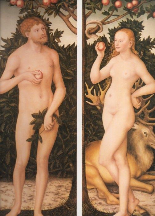 LAMINA V20455: Adan y Eva por Cranach
