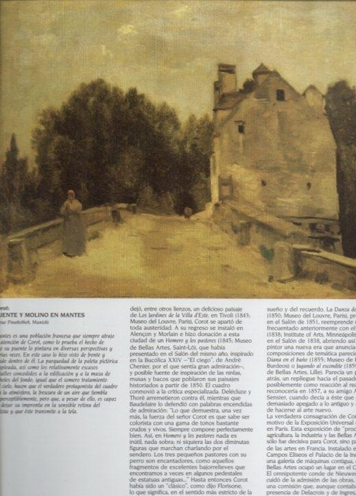 LAMINA V20558: Puente y molino en Mantes por Camille Corot