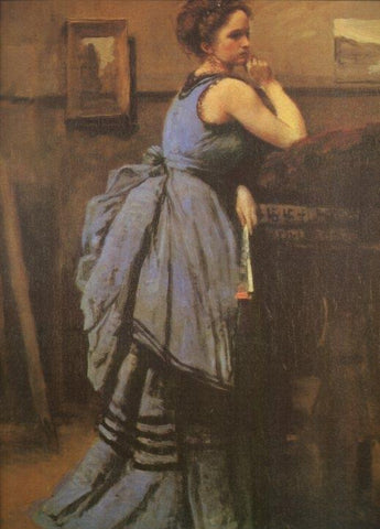 LAMINA V20556: Mujer vestida de azul por Camille Corot
