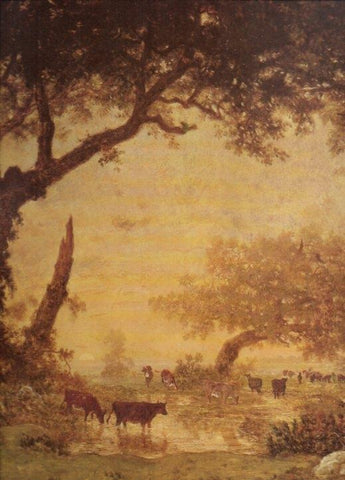 LAMINA V20553: El bosque de Fontainebleau, sol poniente detalle por Theodore Rousseau