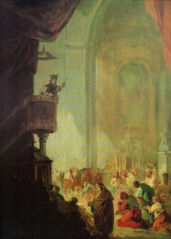 LAMINA V20548: Interior de una iglesia por Eugenio Lucas
