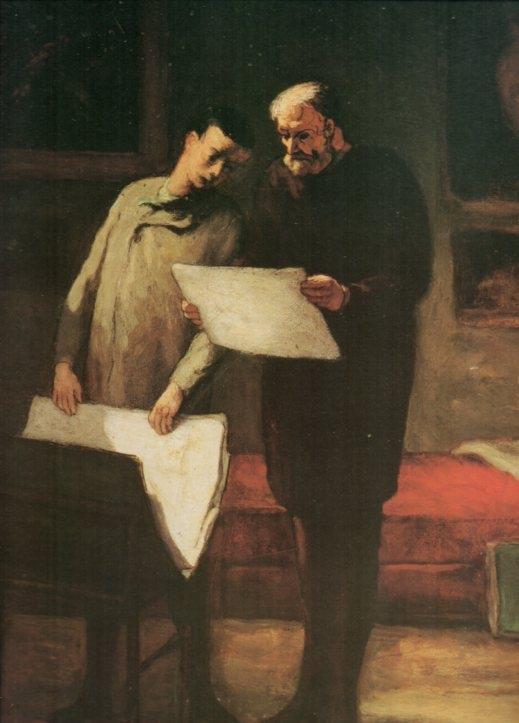 LAMINA V20563: Aconsejando a un joven artista por Honore Daumier