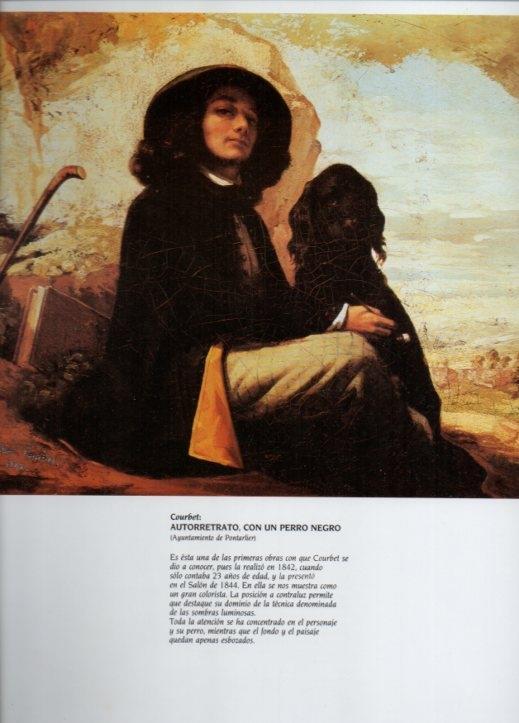 LAMINA V20569: Autorretrato con un perro negro por Gustave Courbet