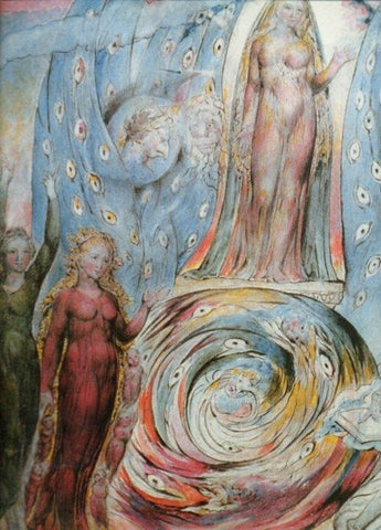LAMINA V20530: Beatriz dirigiendo el carro que transporta a Dante detalle por W. Blake