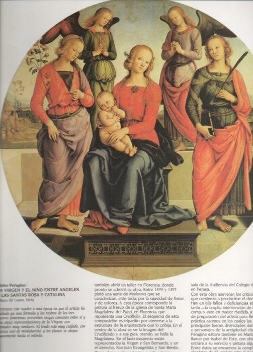 LAMINA V20415: La Virgen y el Niño entre angeles y las Santas Rosa y Catalina por Perugino