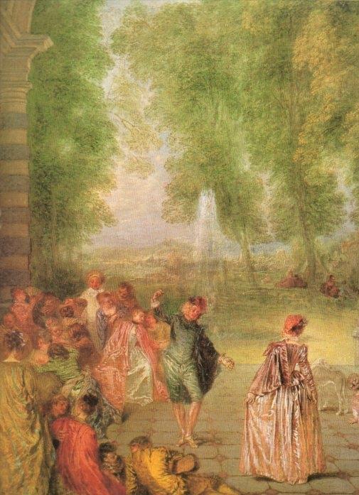 LAMINA V20303: Los placeres de la danza fragmento por Antoine Watteau