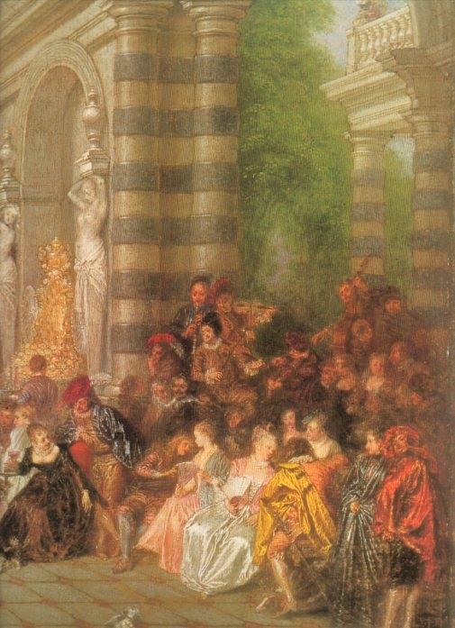 LAMINA V20304: Fragmento los placeres de la danza por Antoine Watteau