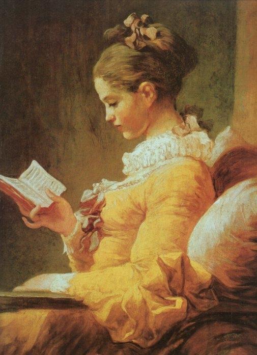 LAMINA V20305: Mujer leyendo un libro por Jean-Honore Fragonard
