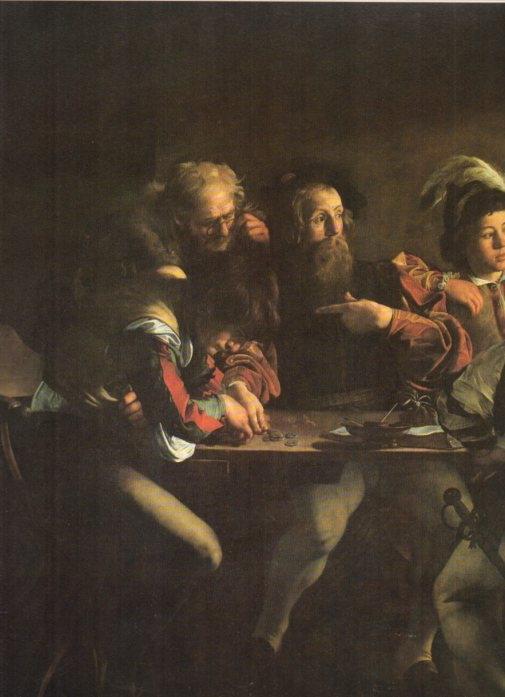 LAMINA V20271: Vocacion de San Mateo fragmento por Caravaggio