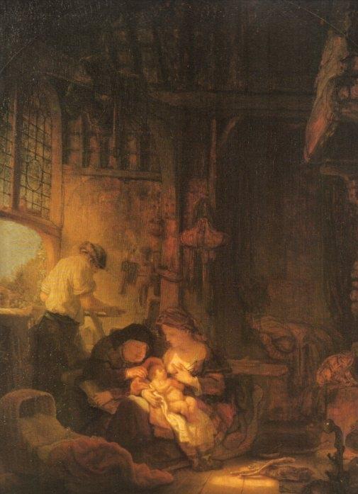 LAMINA V20329: La Sagrada Familia por Rembrandt