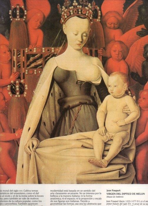 LAMINA V20384: Virgen del diptico de Melun por Jean Fouquet