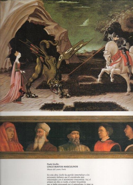 LAMINA V20394: San Jorge y el dragon y Cinco bustos masculinos por Paolo Ucello