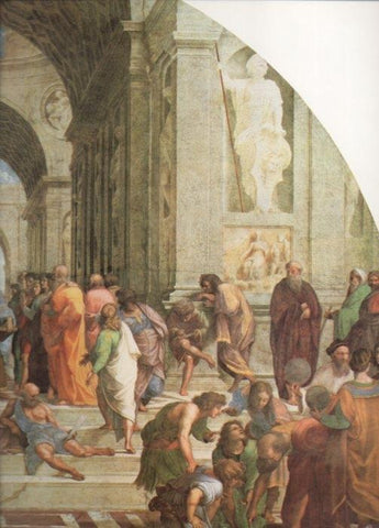 LAMINA V20412: La escuela de Atenas fragmento por Rafael