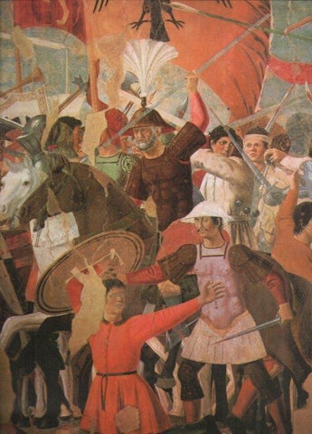 LAMINA V20398: Historia de la vera cruz batalla de Heraclio y Cosroes por P. della Francesca