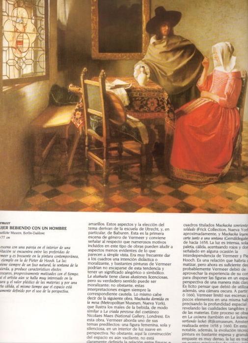 LAMINA V20337: Mujer bebiendo con un hombre por Vermeer