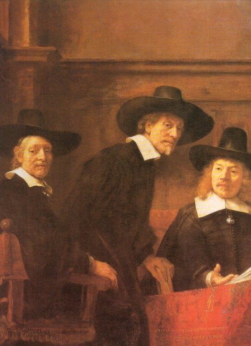 LAMINA V20333: Los sindicos pañeros fragmento por Rembrandt