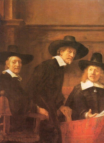 LAMINA V20333: Los sindicos pañeros fragmento por Rembrandt