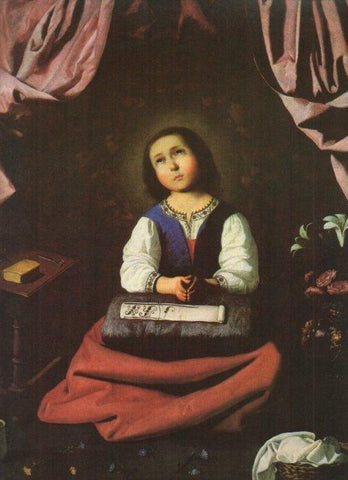 LAMINA V20351: La Virgen niña por Zurbaran