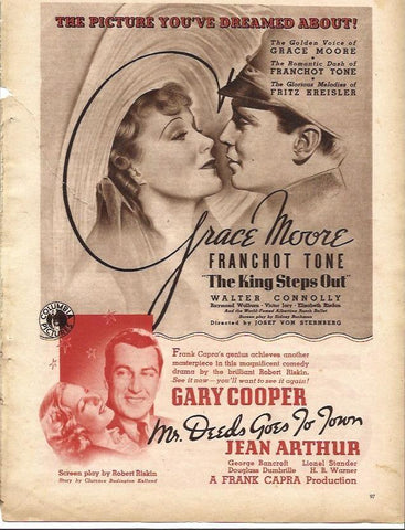 LAMINA 32316: Anuncio de peliculas de Gary Cooper y de Grace Moore