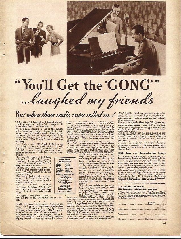 LAMINA 32318: Pagina de publicidad de US School of Music en Nueva York