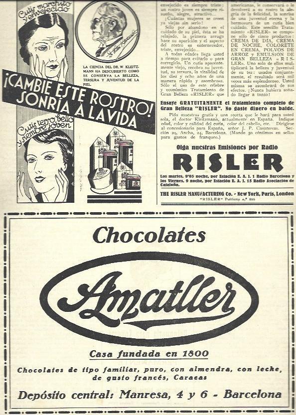 LAMINA 32333: Publicidad de Chocolates Amatller  y Radio Risler