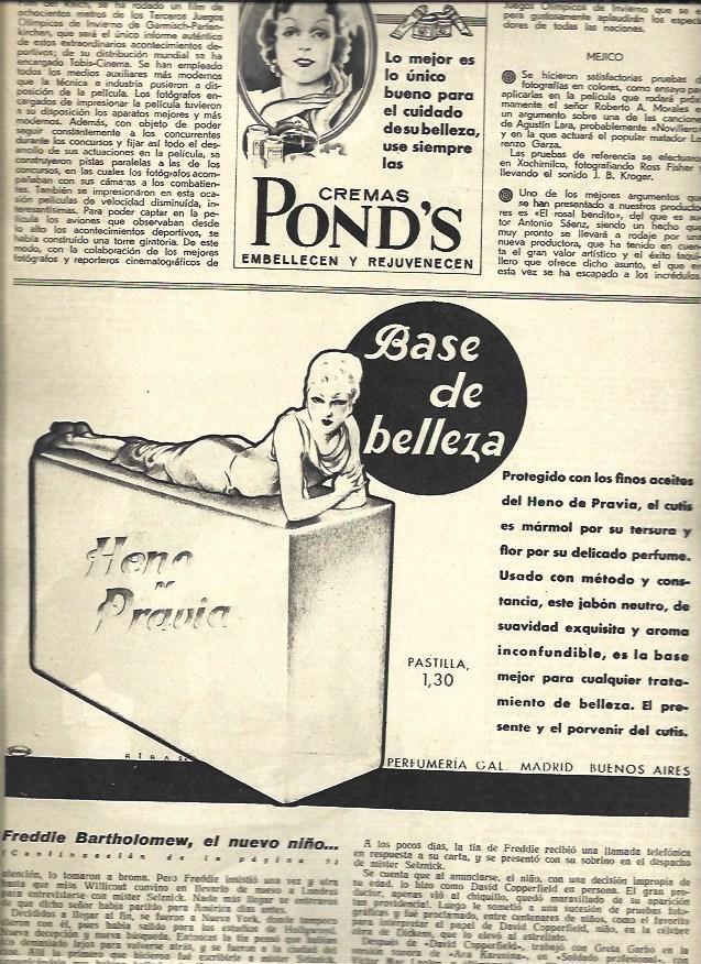 LAMINA 32366: Publicidad de Heno de Pravia y cremas Pond's