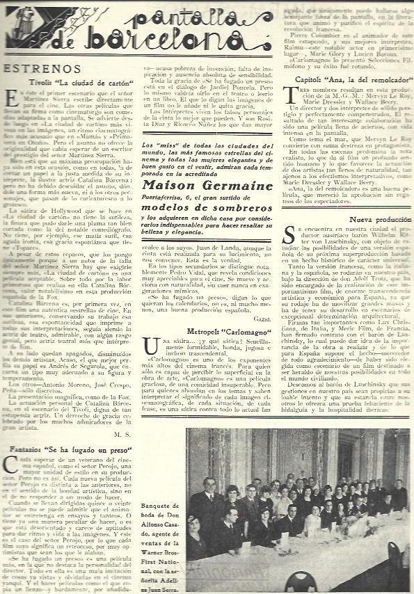 LAMINA 32343: Pantalla de Barcelona, estrenos