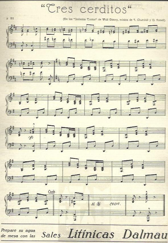 LAMINA 32342: Partitura de Tres cerditos