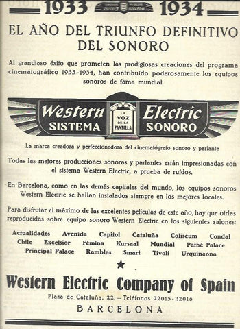 LAMINA 32449: Publicidad de Western Electric Company of Spain