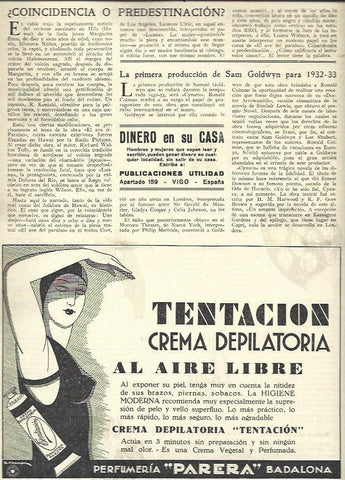 LAMINA 32560: Publicidad de crema depilatoria Tentacion
