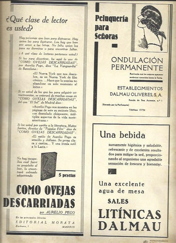 LAMINA 32533: Publicidad de Como ovejas descarriadas y Litinicas Dalmau