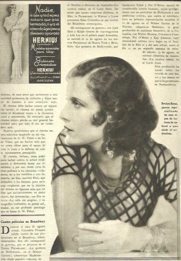 LAMINA 32542: Evelyn Brent