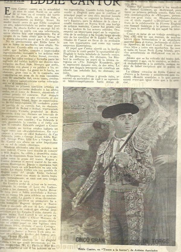 LAMINA 32470: Eddie Cantor en Torero a la fuerza