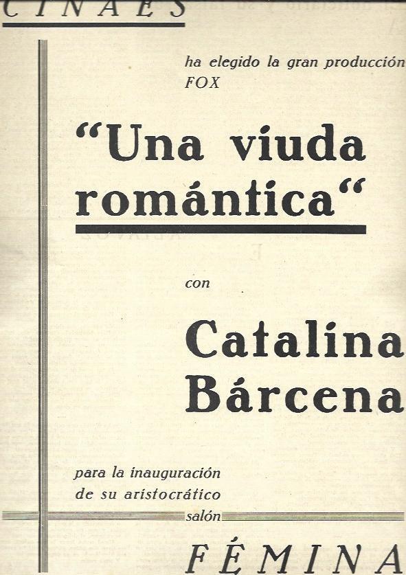 LAMINA 32450: Anuncio de Una viuda romantica