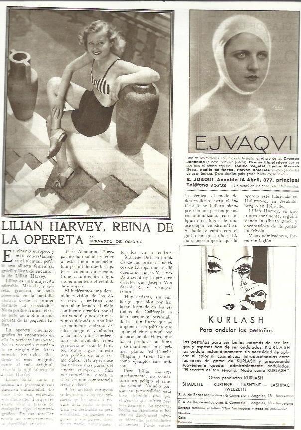 LAMINA 32463: Lilian Harvey y publicidad de Kurlash
