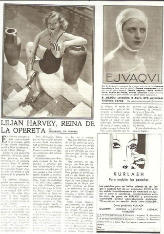 LAMINA 32463: Lilian Harvey y publicidad de Kurlash